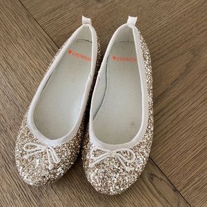 Crewcuts gold glitter ballet flats, girls size 11